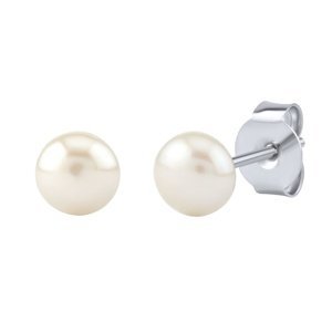 Stříbrné náušnice pecky s bílou přírodní perlou 5 mm