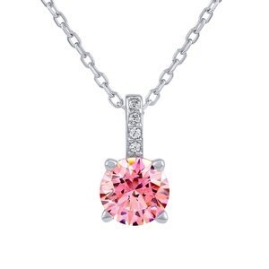 Stříbrný náhrdelník se světle růžovými Swarovski® Zirconia 7 mm