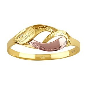 Zlatý prsten s ručním rytím Kaira ze žlutého a růžového zlata velikost obvod 58 mm