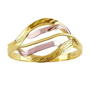 Zlatý prsten s ručním rytím Adele ze žlutého a růžového zlata velikost obvod 60 mm
