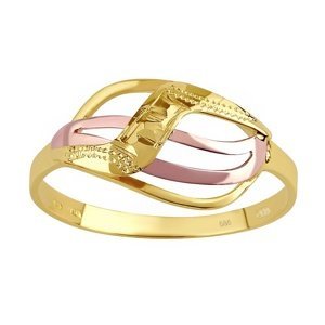 Zlatý prsten s ručním rytím Rhea ze žlutého a růžového zlata velikost obvod 60 mm