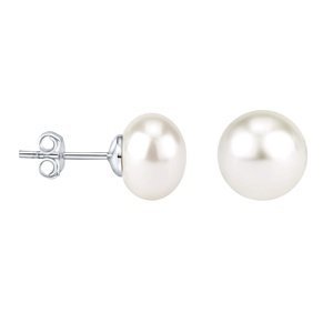 Stříbrné náušnice s bílou přírodní perlou 10 mm