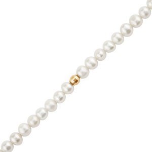 Perlový náhrdelník Calen z přírodních bílých perel se zlatým korálkem