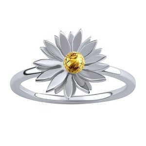 Stříbrný prsten Sedmikráska zlacený 18kt zlatem velikost obvod 52 mm