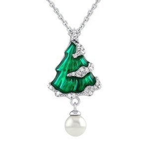 Stříbrný náhrdelník Failo vánoční strom se syntetickou perlou