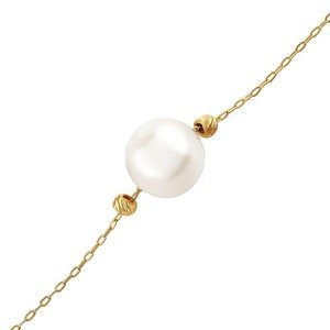 Zlatý náramek Rosemary s přírodní bílou perlou