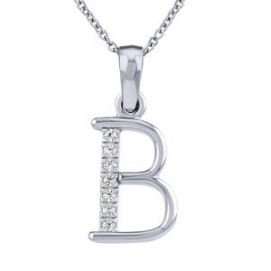 Stříbrný náhrdelník s přívěskem písmene B s Brilliance Zirconia