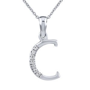 Stříbrný náhrdelník s přívěskem písmene C s Brilliance Zirconia