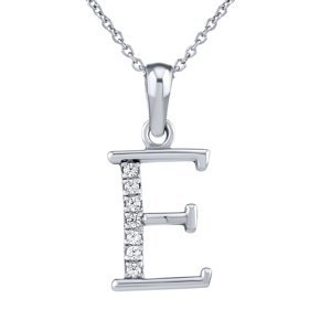 Stříbrný náhrdelník s přívěskem písmene E s Brilliance Zirconia
