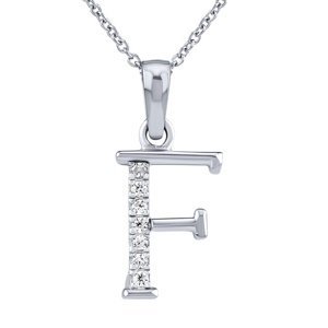 Stříbrný náhrdelník s přívěskem písmene F s Brilliance Zirconia