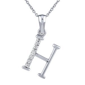 Stříbrný náhrdelník s přívěskem písmene H s Brilliance Zirconia