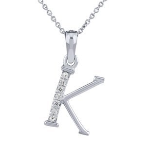 Stříbrný náhrdelník s přívěskem písmene K s Brilliance Zirconia