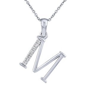 Stříbrný náhrdelník s přívěskem písmene M s Brilliance Zirconia