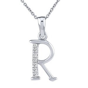 Stříbrný náhrdelník s přívěskem písmene R s Brilliance Zirconia