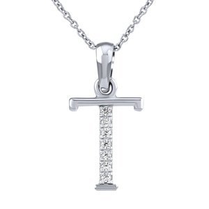 Stříbrný náhrdelník s přívěskem písmene T s Brilliance Zirconia