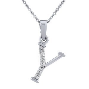 Stříbrný náhrdelník s přívěskem písmene Y s Brilliance Zirconia