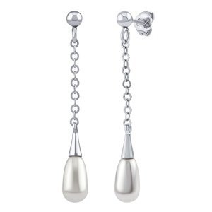 Stříbrné visací řetízkové náušnice Denali s pravou perlou
