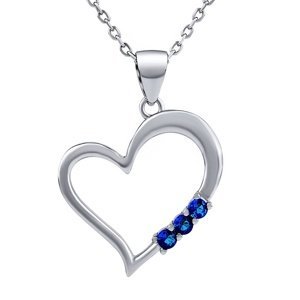 Stříbrný náhrdelník SRDCE s přívěskem srdíčka s modrými Swarovski Zirconia