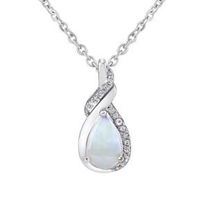Stříbrný náhrdelník Derica s pravým modrým opálem a čirým topazem