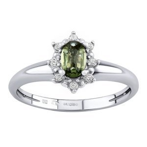 Stříbrný prsten Lina s pravým Vltavínem a Brilliance Zirconia velikost obvod 58 mm