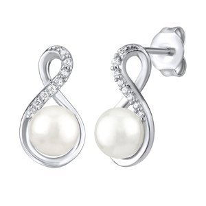 Stříbrné náušnice s bílou přírodní perlou