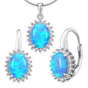 Stříbrný opálový set šperků ORIANA náušnice a přívěsek