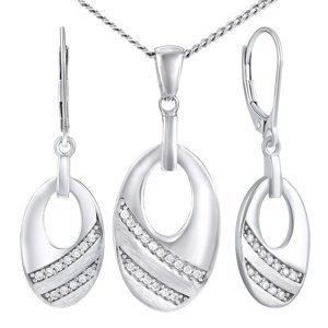 Stříbrná souprava šperků se zirkony - náušnice a přívěsek