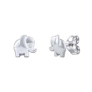 Stříbrné náušnice pecky slon Lakuma s čirým Brilliance Zirconia dámské i dětské
