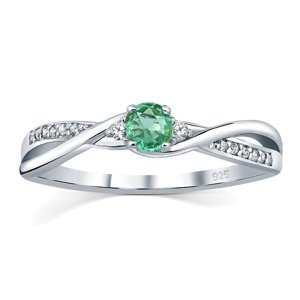 Stříbrný prsten s pravým Smaragdem a Brilliance Zirconia velikost obvod 49 mm