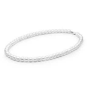 Perlový náhrdelník Eira z přírodních bílých perel se stříbrným zapínáním