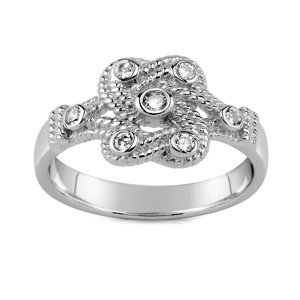 Keltský stříbrný prsten se zirkony velikost obvod 49 mm