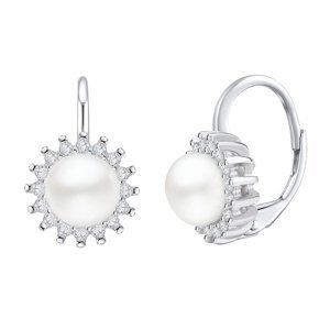 Decentní stříbrné náušnice VERA s přírodní bílou perlou