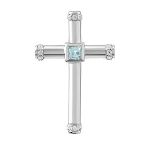 Stříbrný přívěsek křížek Jeremy s pravým modrým topazem a zirkony