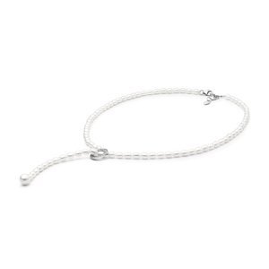 Perlový náhrdelník ANNIE z přírodních bílých perel se stříbrným zapínáním a zirkony