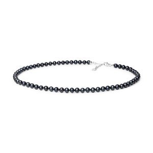 Perlový náhrdelník ELODIE z přírodních černých perel se stříbrným zapínáním