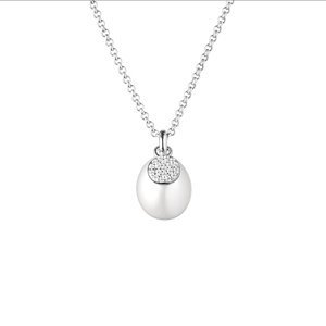 Stříbrný řetízek Ilaria s přívěskem s bílou perlou a zirkony