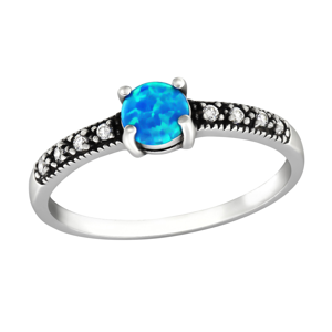OLIVIE Stříbrný prsten se zirkonem BLUE 0652 Velikost prstenů: 8 (EU: 57 - 58) Ag 925; ≤1,65 g.