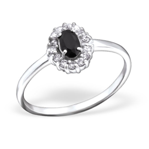 OLIVIE Stříbrný prsten OVÁL BLACK 0689 Velikost prstenů: 6 (EU: 51 - 53) Ag 925; ≤1 g.