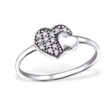OLIVIE Stříbrný prsten 2 srdíčka 0719 Velikost prstenů: 6 (EU: 51 - 53) Ag 925; ≤1,3 g.