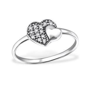 OLIVIE Stříbrný prsten 2 srdíčka 0719 Velikost prstenů: 7 (EU: 54 - 56) Ag 925; ≤1,3 g.