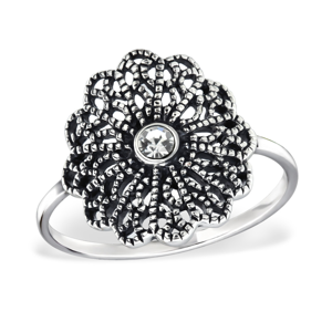 OLIVIE Stříbrný prsten KVĚT s krystalem 0953 Velikost prstenů: 7 (EU: 54 - 56) Ag 925; ≤1,40 g.