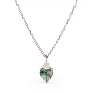 OLIVIE Stříbrný náhrdelník MECHOVÝ ACHÁT ROSE 8236 Ag 925; ≤2,2 g.
