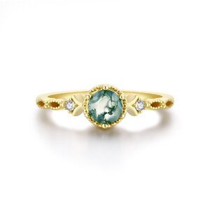 OLIVIE Stříbrný prsten MECHOVÝ ACHÁT GOLD 8392 Velikost prstenů: 10 (EU: 62-64) Ag 925; ≤1,8 g.