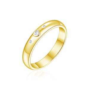 OLIVIE Snubní stříbrný prsten SRDCE GOLD 8588 Velikost prstenů: 7 (EU: 54-56), Pohlaví: Dámské Ag 925; ≤2,7 g.