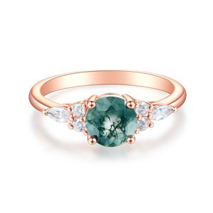 OLIVIE Stříbrný prsten MECHOVÝ ACHÁT ROSE 8904 Velikost prstenů: 5 (EU: 49-50) Ag 925; ≤2,1 g.