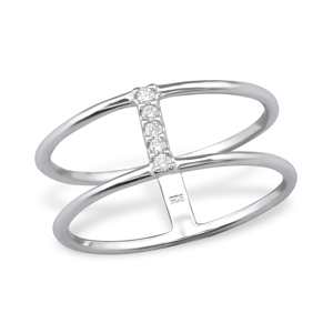 OLIVIE Stříbrný dvojitý prsten se zirkony 1198 Velikost prstenů: 5 (EU: 47 - 50) Ag 925; ≤1,6 g.