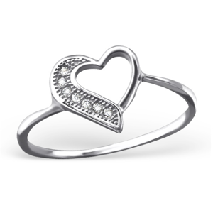 OLIVIE Stříbrný prsten SRDCE se zirkony 1203 Velikost prstenů: 8 (EU: 57 - 58) Ag 925; ≤1,05 g.