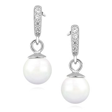 OLIVIE Stříbrné perlové náušnice se zirkony 1768 Ag 925; ≤1,7 g.
