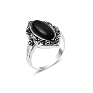 OLIVIE Masivní stříbrný prsten HEMATIT BLACK 2125 Velikost prstenů: 7 (EU: 54 - 56) Ag 925; ≤3,85 g.