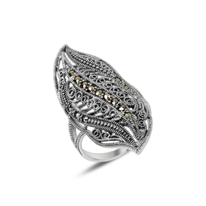OLIVIE Dlouhý masivní stříbrný prsten MARCASITE 2128 Velikost prstenů: 7 (EU: 54 - 56) Ag 925; ≤7,09 g.